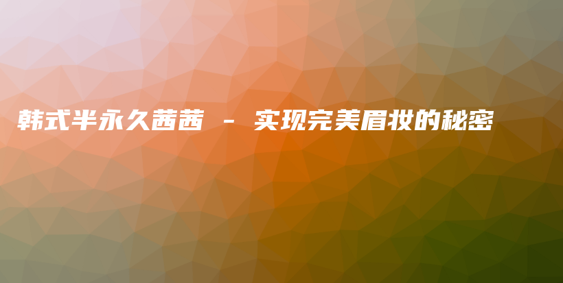 韓式半永久茜茜 – 實現(xiàn)完美眉妝的秘密插圖