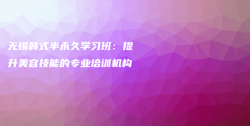 無(wú)錫韓式半永久學(xué)習(xí)班：提升美容技能的專業(yè)培訓(xùn)機(jī)構(gòu)插圖