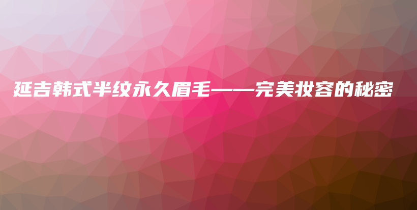 延吉韓式半紋永久眉毛——完美妝容的秘密插圖