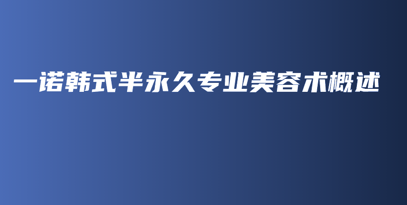 一諾韓式半永久專業(yè)美容術(shù)概述插圖