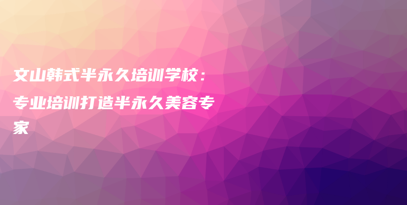 文山韓式半永久培訓(xùn)學(xué)校：專業(yè)培訓(xùn)打造半永久美容專家插圖