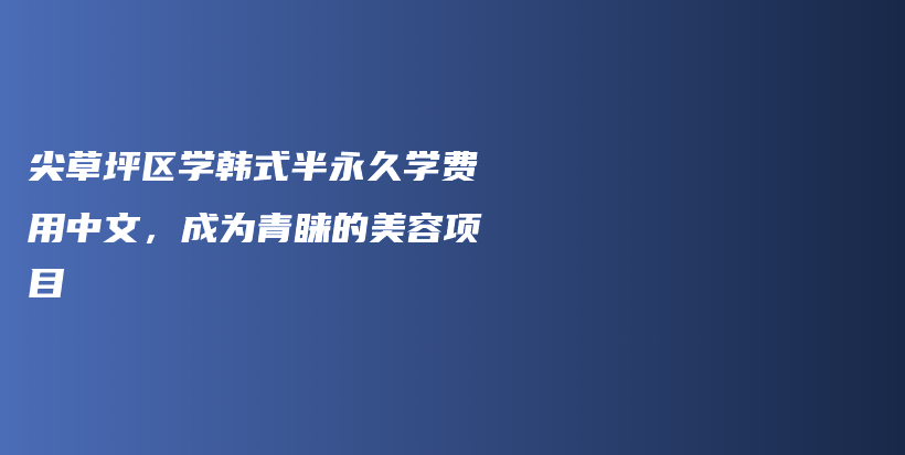 尖草坪區(qū)學韓式半永久學費用中文，成為青睞的美容項目插圖