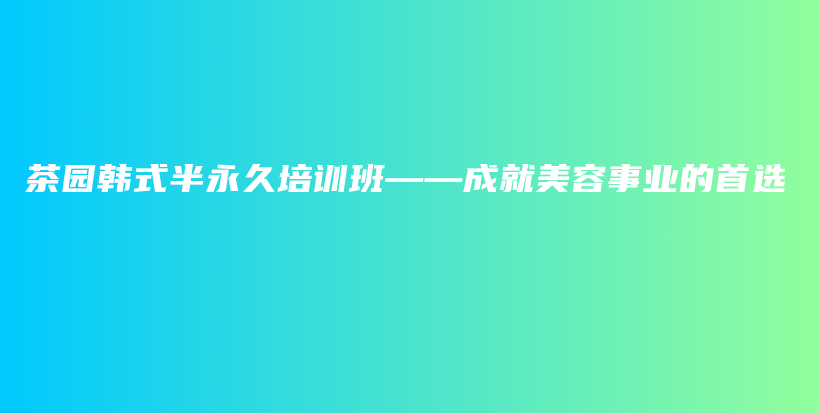 茶園韓式半永久培訓(xùn)班——成就美容事業(yè)的首選插圖