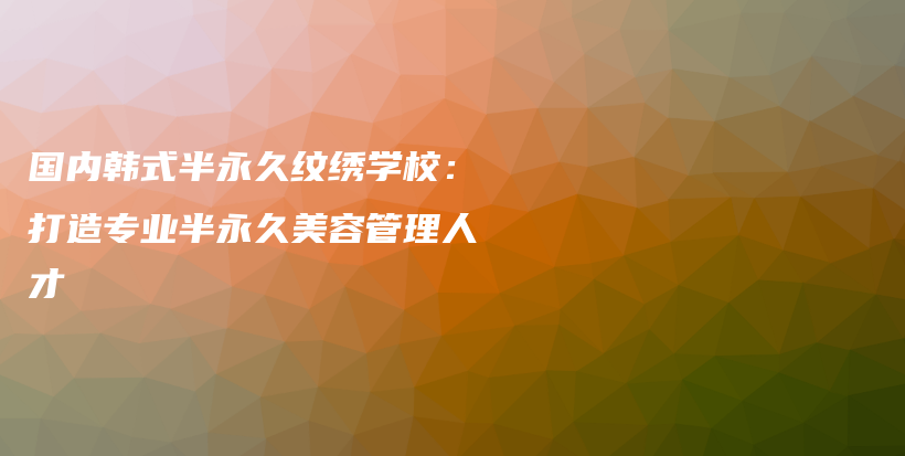 國內(nèi)韓式半永久紋繡學校：打造專業(yè)半永久美容管理人才插圖