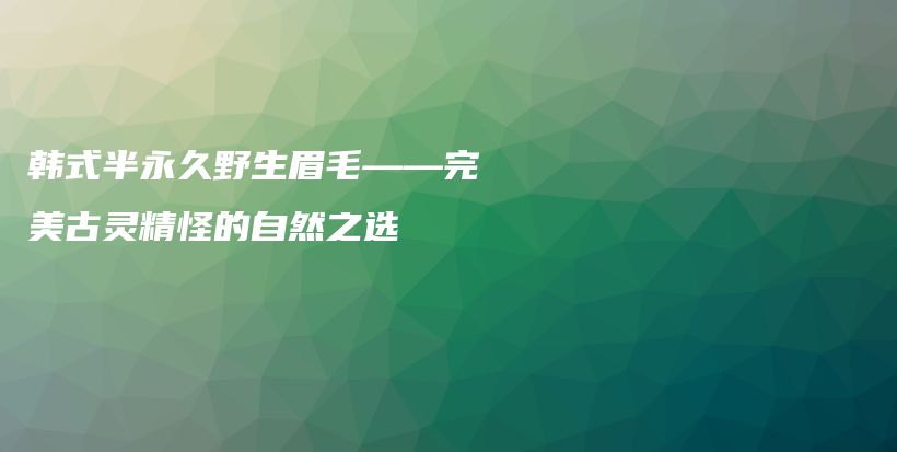 韓式半永久野生眉毛——完美古靈精怪的自然之選插圖