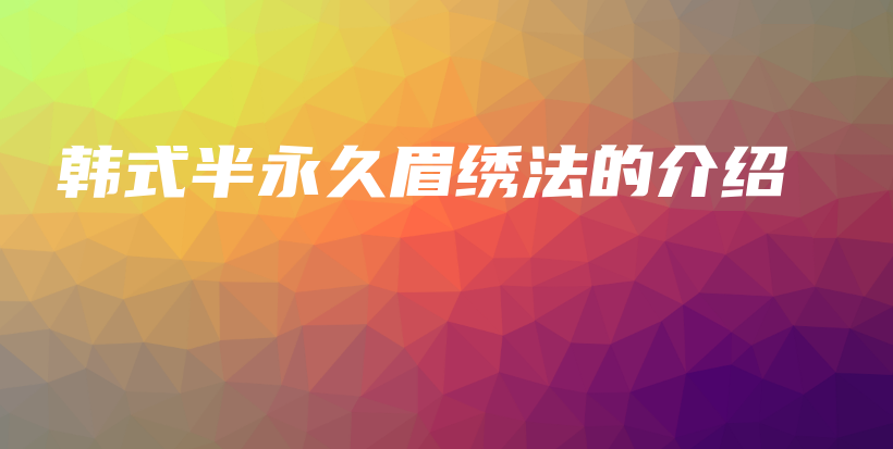 韓式半永久眉繡法的介紹插圖
