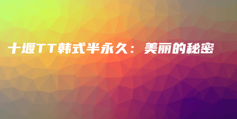 十堰TT韓式半永久：美麗的秘密插圖
