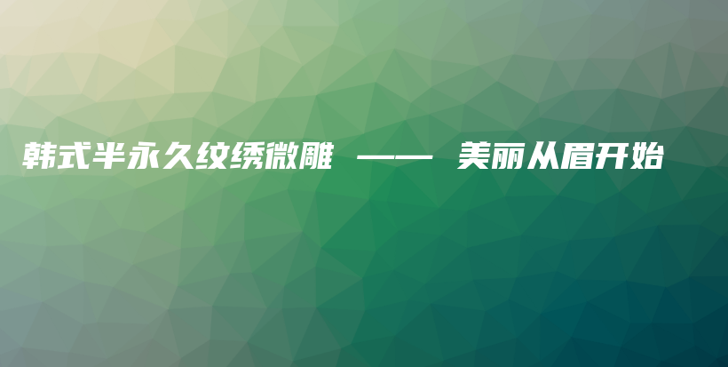 韓式半永久紋繡微雕 —— 美麗從眉開始插圖