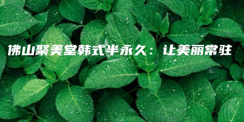 佛山聚美堂韓式半永久：讓美麗常駐插圖