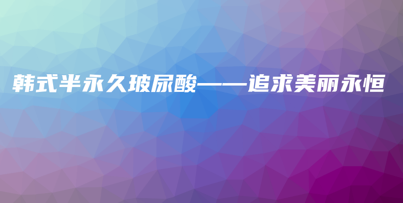 韓式半永久玻尿酸——追求美麗永恒插圖