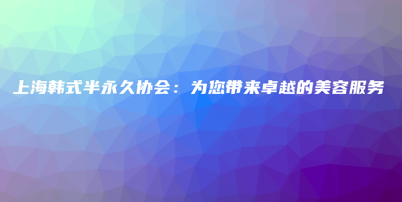 上海韓式半永久協(xié)會：為您帶來卓越的美容服務(wù)插圖