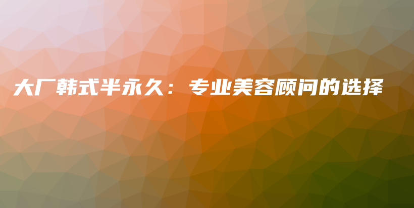 大廠韓式半永久：專業(yè)美容顧問的選擇插圖
