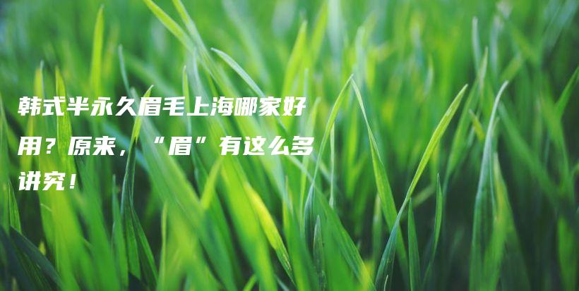 韓式半永久眉毛上海哪家好用？原來，“眉”有這么多講究！插圖
