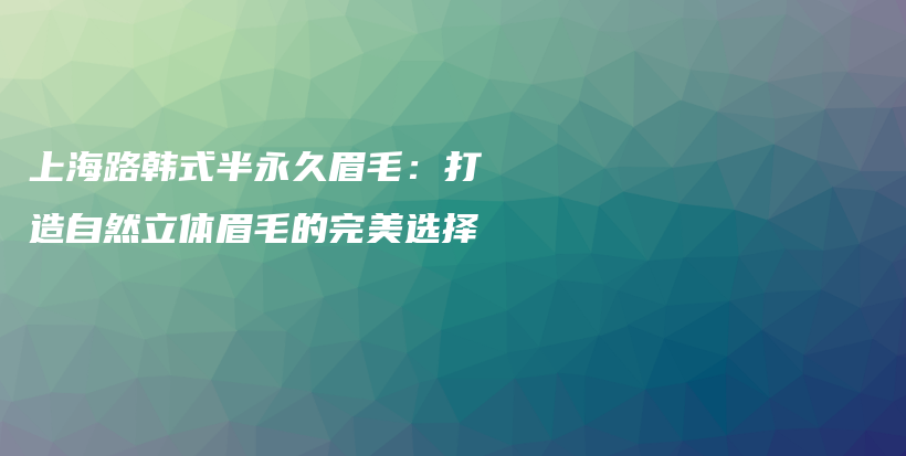 上海路韓式半永久眉毛：打造自然立體眉毛的完美選擇插圖