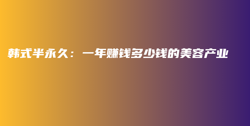 韓式半永久：一年賺錢多少錢的美容產(chǎn)業(yè)插圖