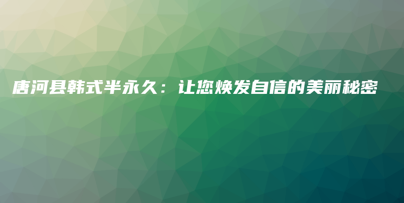 唐河縣韓式半永久：讓您煥發(fā)自信的美麗秘密插圖