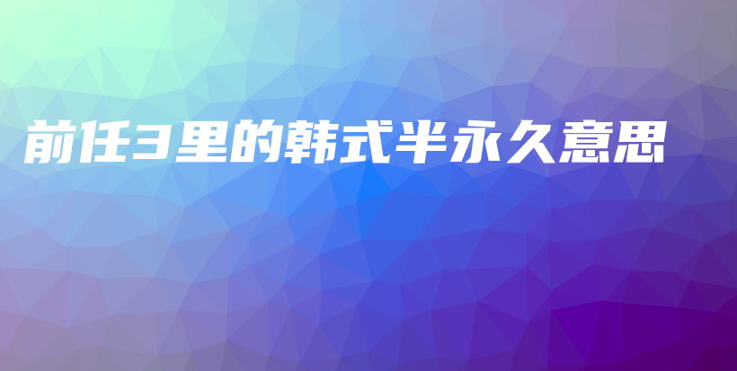 前任3里的韓式半永久意思插圖