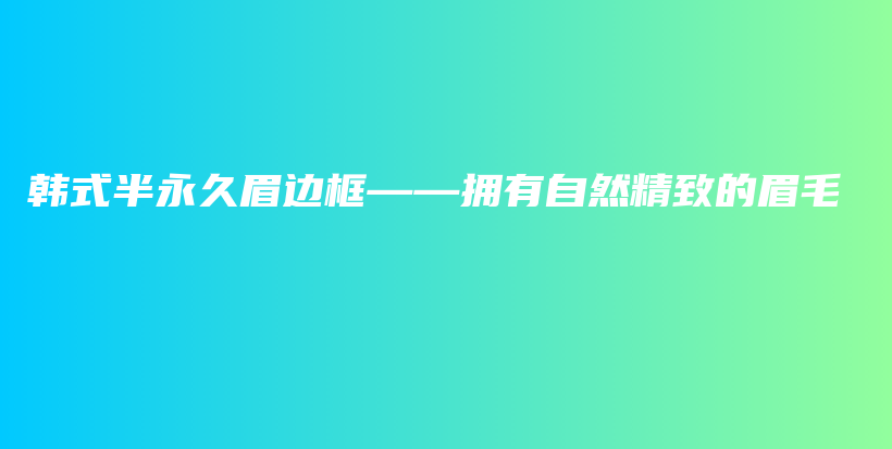 韓式半永久眉邊框——擁有自然精致的眉毛插圖
