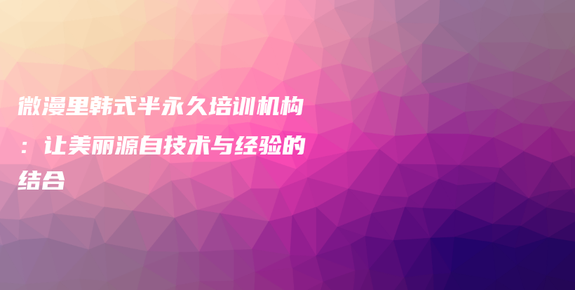 微漫里韓式半永久培訓(xùn)機(jī)構(gòu)：讓美麗源自技術(shù)與經(jīng)驗(yàn)的結(jié)合插圖
