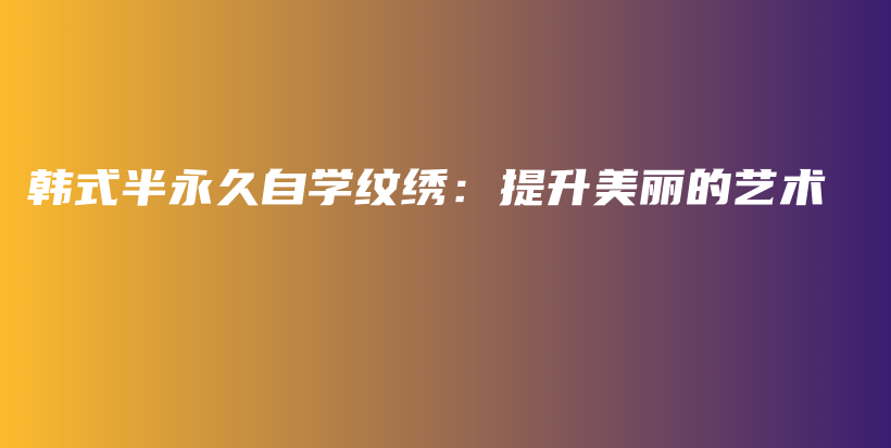 韓式半永久自學(xué)紋繡：提升美麗的藝術(shù)插圖