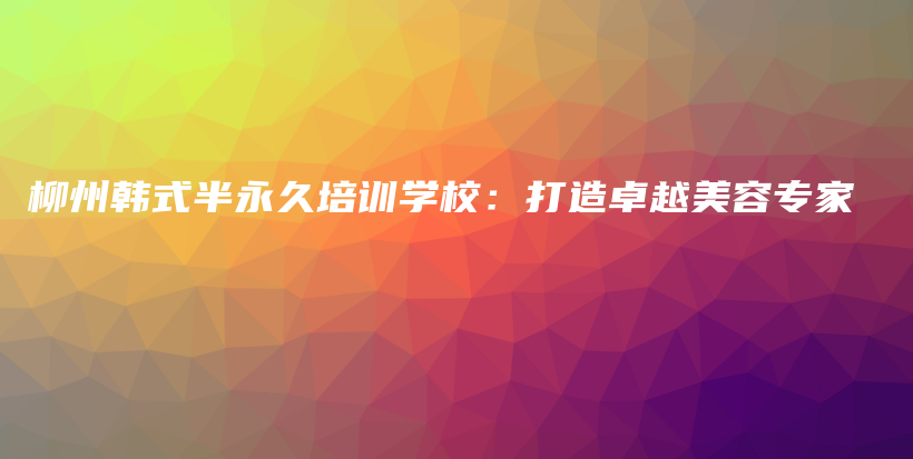 柳州韓式半永久培訓(xùn)學(xué)校：打造卓越美容專家插圖