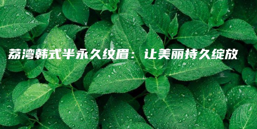 荔灣韓式半永久紋眉：讓美麗持久綻放插圖