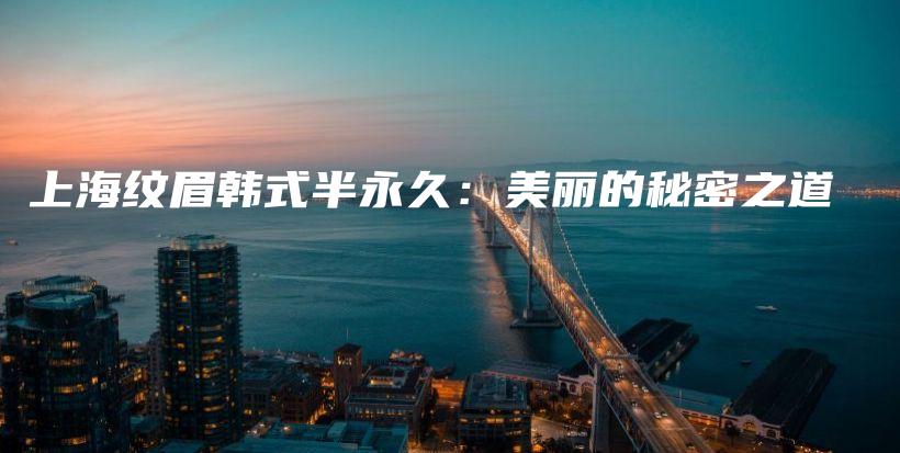 上海紋眉韓式半永久：美麗的秘密之道插圖