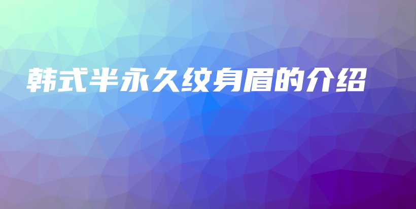 韓式半永久紋身眉的介紹插圖