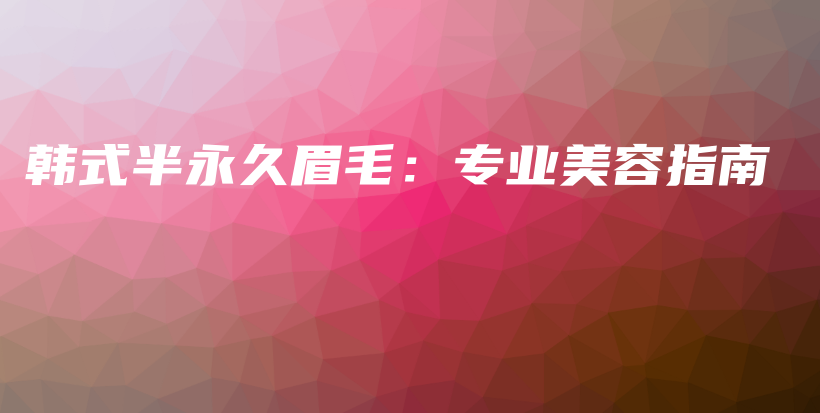 韓式半永久眉毛：專業(yè)美容指南插圖