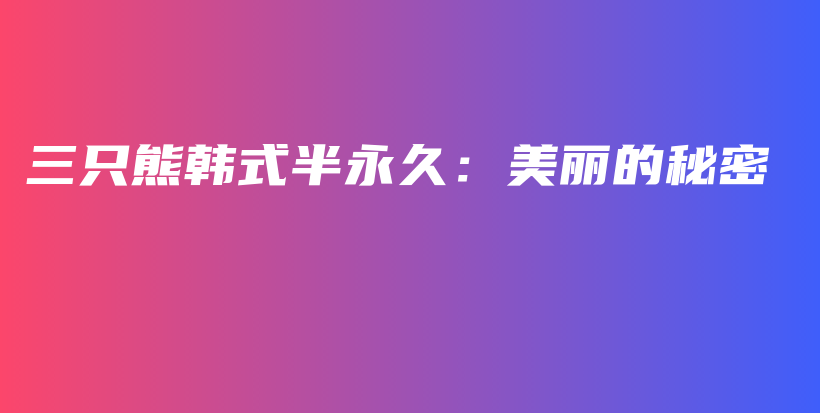 三只熊韓式半永久：美麗的秘密插圖