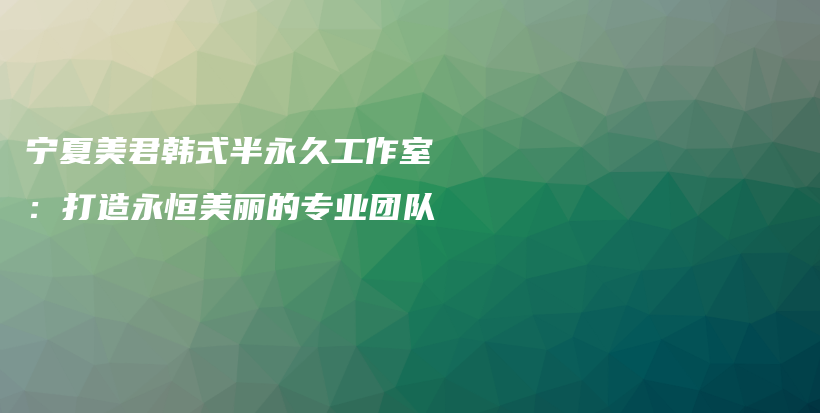 寧夏美君韓式半永久工作室：打造永恒美麗的專業(yè)團(tuán)隊插圖