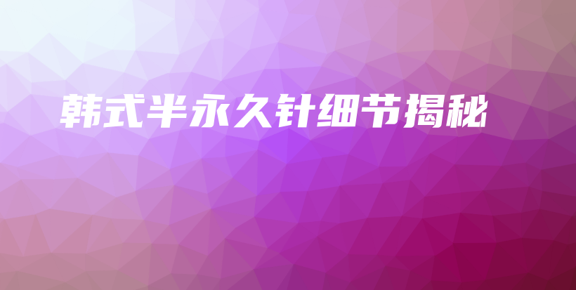 韓式半永久針細(xì)節(jié)揭秘插圖