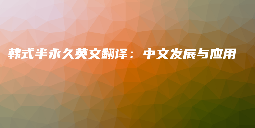 韓式半永久英文翻譯：中文發(fā)展與應(yīng)用插圖