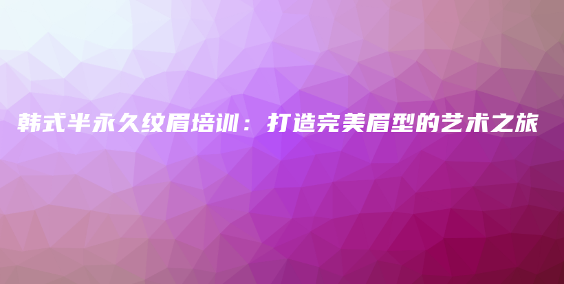 韓式半永久紋眉培訓(xùn)：打造完美眉型的藝術(shù)之旅插圖