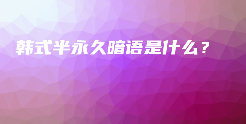 韓式半永久暗語(yǔ)是什么？插圖