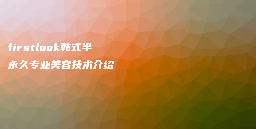 firstlook韓式半永久專業(yè)美容技術(shù)介紹插圖