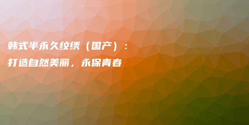 韓式半永久紋繡（國產(chǎn)）：打造自然美麗，永保青春插圖